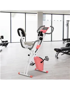 HOMCOM 2-in-1 Folding Exercise Bike with 8-Level Magnetic Resistance, Arm Resistance Band, Pulse Sensor, Pink 2