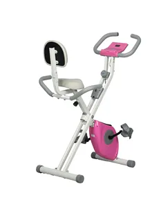HOMCOM Folding Exercise Bike, with Adjustable Magnetic Resistance, Seat Height - White and Pink