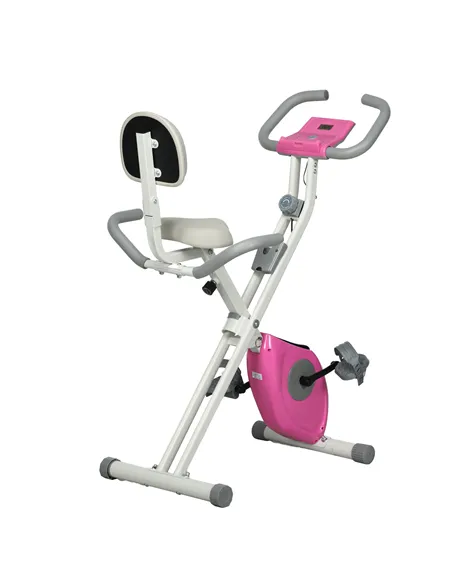 HOMCOM Folding Exercise Bike, with Adjustable Magnetic Resistance, Seat Height - White and Pink