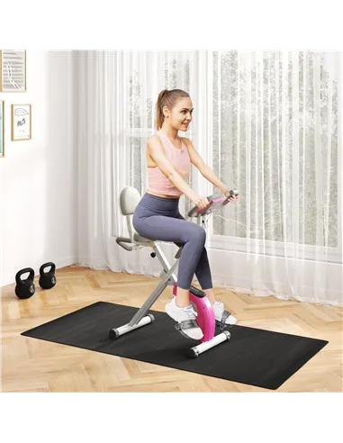 HOMCOM Folding Exercise Bike, with Adjustable Magnetic Resistance, Seat Height - White and Pink