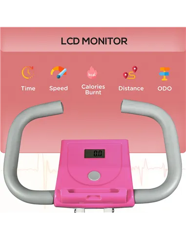 HOMCOM Folding Exercise Bike, with Adjustable Magnetic Resistance, Seat Height - White and Pink