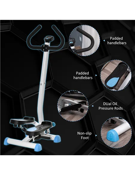 HOMCOM Twister Stepper, Step Machine with Adjustable Resistance, LCD Screen - Blue