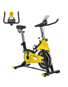 HOMCOM Exercise Bike, with 6kg Flywheel Belt Drive, Adjustable Resistance, LCD Display - Yellow