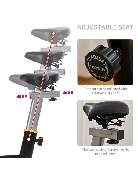 HOMCOM Exercise Bike, with 6kg Flywheel Belt Drive, Adjustable Resistance, LCD Display - Yellow
