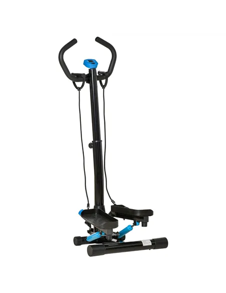 HOMCOM Adjustable Twist Stepper Fitness Step Machine, LCD Screen, Height-Adjust Handlebars, Home Gym, Black and Blue