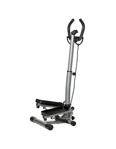 HOMCOM Adjustable Twist Stepper Fitness Step Machine, LCD Screen, Height-Adjust Handlebars, Home Gym, Silver and Black
