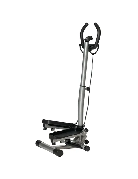 HOMCOM Adjustable Twist Stepper Fitness Step Machine, LCD Screen, Height-Adjust Handlebars, Home Gym, Silver and Black
