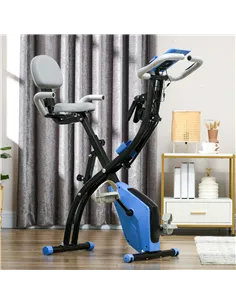 HOMCOM 2-in-1 Folding Exercise Bike with 8-Level Magnetic Resistance, Arm Resistance Band, Pulse Sensor, Blue 2