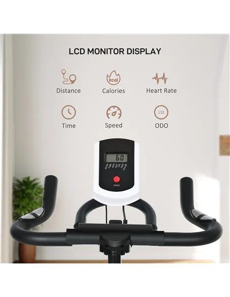 HOMCOM Exercise Bike, Indoor Cycling, with LCD Display, Heart Rate, Sensor - Black and Orange