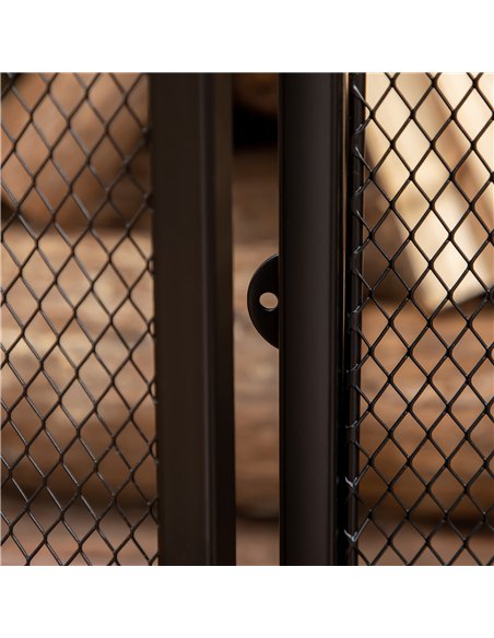 HOMCOM 3-Panel Folding Fireplace Screen with Door, Freestanding Spark Guard, Metal Mesh Fireguard, Black