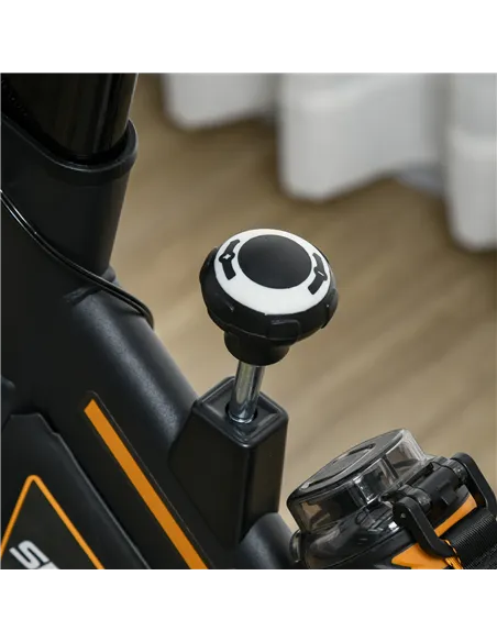 HOMCOM Exercise Bike, Indoor Cycling, with LCD Display, Heart Rate, Sensor - Black and Orange
