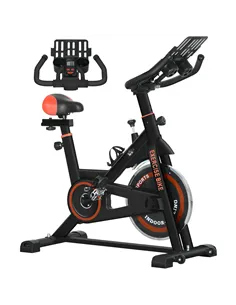 HOMCOM Exercise Bike, 8kg Flywheel Stationary Bike Indoor Cycling Machine with Adjustable Resistance Seat Handlebar, Black