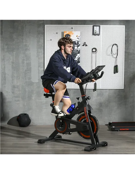 HOMCOM Exercise Bike, 8kg Flywheel Stationary Bike Indoor Cycling Machine with Adjustable Resistance Seat Handlebar, Black