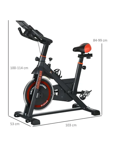 HOMCOM Exercise Bike, 8kg Flywheel Stationary Bike Indoor Cycling Machine with Adjustable Resistance Seat Handlebar, Black