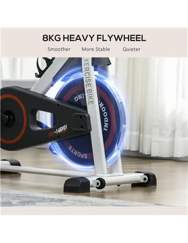 HOMCOM Exercise Bike, 8kg Flywheel Stationary Bike Indoor Cycling Machine with Adjustable Resistance Seat Handlebar, Black