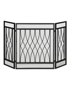HOMCOM 126cm 3-Panel Metal Folding Fireplace Screen Heat Flame Protective Guard Child Pet Home Spark Barrier Surround w/ Mesh Pa