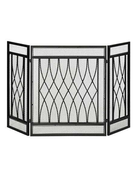 HOMCOM 126cm 3-Panel Metal Folding Fireplace Screen Heat Flame Protective Guard Child Pet Home Spark Barrier Surround w/ Mesh Pa