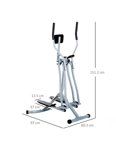 HOMCOM Air Walker Glider, Cross Trainer Fitness Machine, with LCD, for Home Gym, Grey