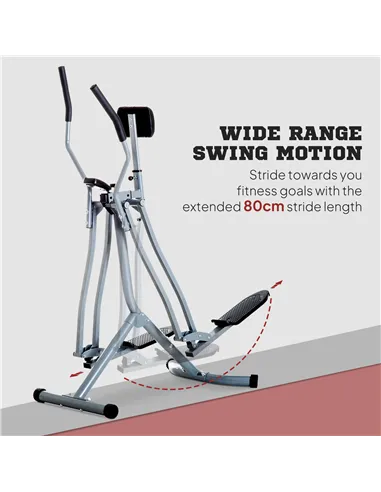 HOMCOM Air Walker Glider, Cross Trainer Fitness Machine, with LCD, for Home Gym, Grey