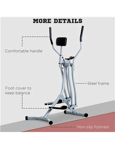 HOMCOM Air Walker Glider, Cross Trainer Fitness Machine, with LCD, for Home Gym, Grey