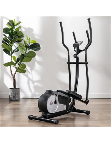 HOMCOM Elliptical Cross Trainer, Home Cardio Workout Machine with Eight Level Magnetic Resistance, LCD Monitor, Heart Rate Senso