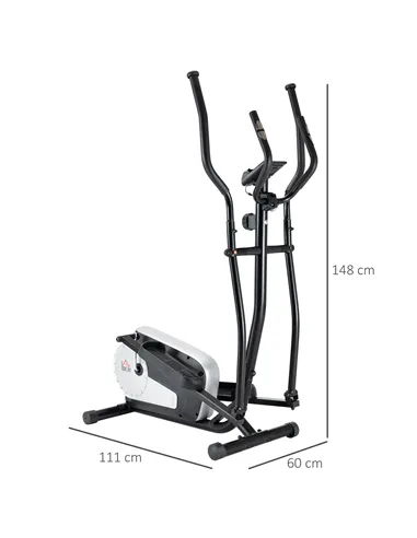 HOMCOM Elliptical Cross Trainer, Home Cardio Workout Machine with Eight Level Magnetic Resistance, LCD Monitor, Heart Rate Senso