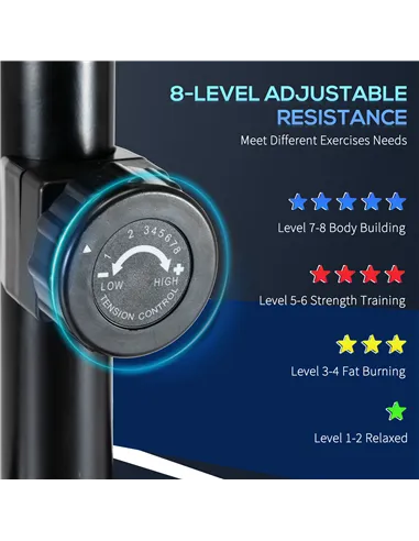 HOMCOM Elliptical Cross Trainer, Home Cardio Workout Machine with Eight Level Magnetic Resistance, LCD Monitor, Heart Rate Senso