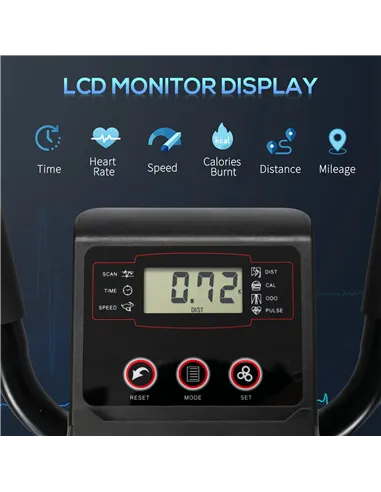 HOMCOM Elliptical Cross Trainer, Home Cardio Workout Machine with Eight Level Magnetic Resistance, LCD Monitor, Heart Rate Senso