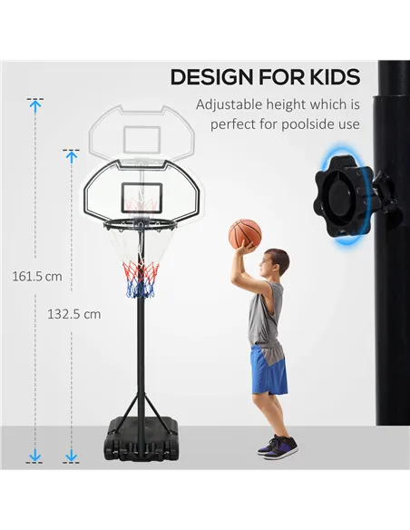 HOMCOM 94-123cm Adjustable Height Basketball Hoop and Stand