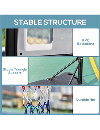 HOMCOM 1.55-2.1m Basketball Hoop and Stand w/ Fillable Base, Wheels