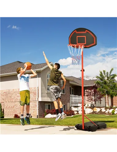 HOMCOM Basketball Hoop Outdoor, Portable Basketball Hoop and Stand with Weighted Base, Portable on Wheels, 1.55-2.1m, for Teens,