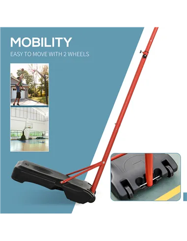 HOMCOM Basketball Hoop Outdoor, Portable Basketball Hoop and Stand with Weighted Base, Portable on Wheels, 1.55-2.1m, for Teens,
