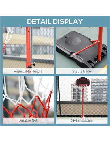 HOMCOM Basketball Hoop Outdoor, Portable Basketball Hoop and Stand with Weighted Base, Portable on Wheels, 1.55-2.1m, for Teens,