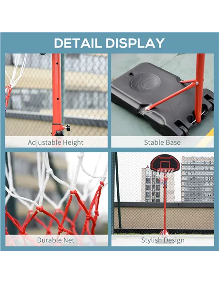 HOMCOM Basketball Hoop Outdoor, Portable Basketball Hoop and Stand with Weighted Base, Portable on Wheels, 1.55-2.1m, for Teens,