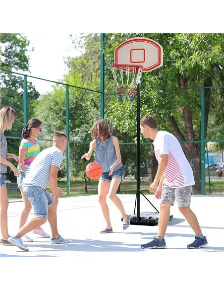 HOMCOM Portable Basketball Stand 175-215cm Adjustable Height Sturdy Rim Hoop w/ Large Wheels Stable Base Net Free Standing