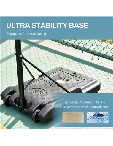 HOMCOM Portable Basketball Stand 175-215cm Adjustable Height Sturdy Rim Hoop w/ Large Wheels Stable Base Net Free Standing