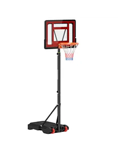HOMCOM Portable Basketball Hoop Stand 160-210cm Adjustable Height Sturdy Rim Hoop w/ Large Wheels Stable Base & Net Free Standin