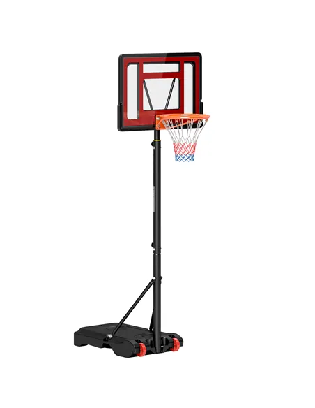 HOMCOM Portable Basketball Hoop Stand 160-210cm Adjustable Height Sturdy Rim Hoop w/ Large Wheels Stable Base & Net Free Standin