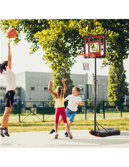 HOMCOM Portable Basketball Hoop Stand 160-210cm Adjustable Height Sturdy Rim Hoop w/ Large Wheels Stable Base & Net Free Standin