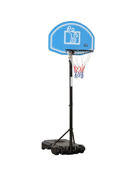 HOMCOM Adjustable Basketball Hoop and Stand, with Wheels and Weight Base, Blue