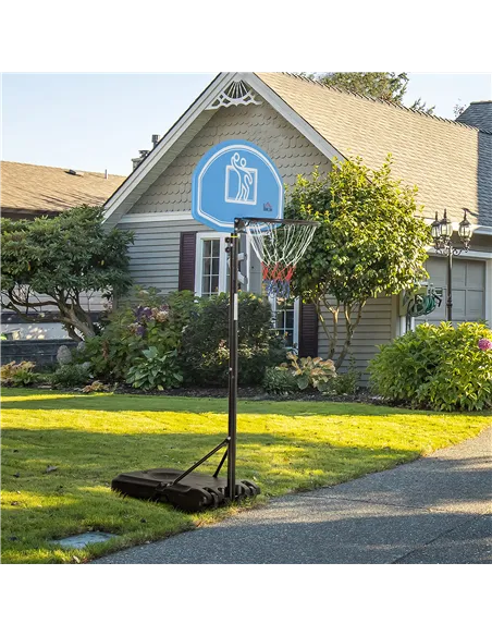 HOMCOM Adjustable Basketball Hoop and Stand, with Wheels and Weight Base, Blue