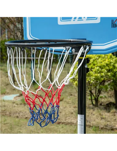 HOMCOM Adjustable Basketball Hoop and Stand, with Wheels and Weight Base, Blue