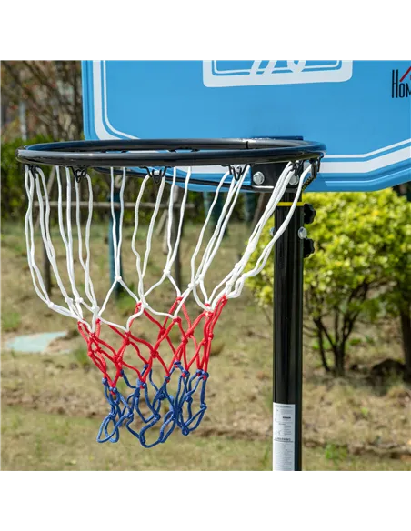 HOMCOM Adjustable Basketball Hoop and Stand, with Wheels and Weight Base, Blue