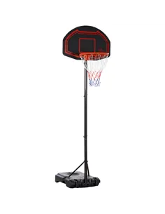 HOMCOM Basketball Hoop Stand Portable Adjustable Height 2.1-2.6m w/ Wheels, Sturdy Rim Stable Base, Black