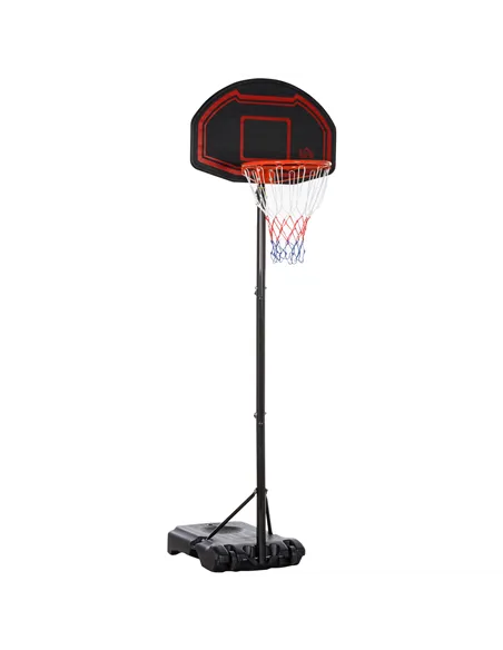 HOMCOM Basketball Hoop Stand Portable Adjustable Height 2.1-2.6m w/ Wheels, Sturdy Rim Stable Base, Black