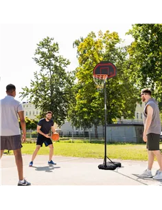 HOMCOM Basketball Hoop Stand Portable Adjustable Height 2.1-2.6m w/ Wheels, Sturdy Rim Stable Base, Black 2