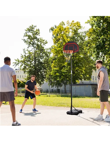 HOMCOM Basketball Hoop Stand Portable Adjustable Height 2.1-2.6m w/ Wheels, Sturdy Rim Stable Base, Black