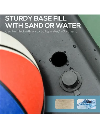 HOMCOM Basketball Hoop Stand Portable Adjustable Height 2.1-2.6m w/ Wheels, Sturdy Rim Stable Base, Black