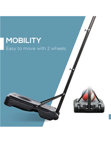 HOMCOM Basketball Hoop Stand Portable Adjustable Height 2.1-2.6m w/ Wheels, Sturdy Rim Stable Base, Black