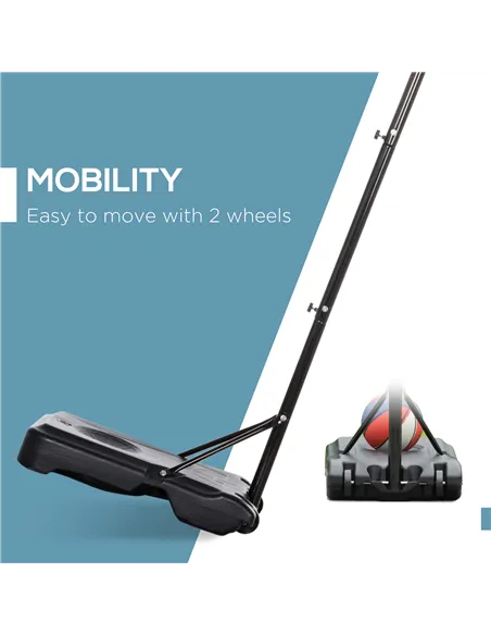HOMCOM Basketball Hoop Stand Portable Adjustable Height 2.1-2.6m w/ Wheels, Sturdy Rim Stable Base, Black